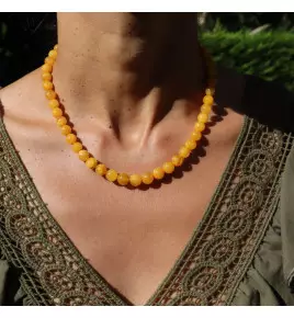 collier perle ambre jaune