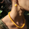 boucles d'oreilles perle ambre jaune