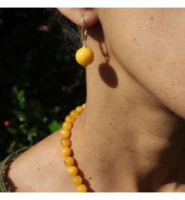 boucles d'oreilles perle ambre et argent