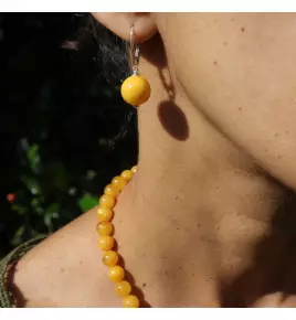 boucles d'oreilles perle ambre et argent