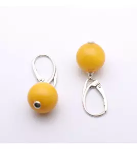 boucles d'oreilles perle ambre et argent