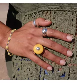 bague ambre jaune argent