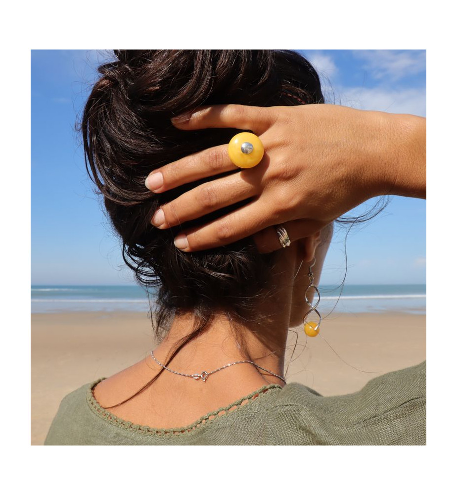 bague ambre jaune