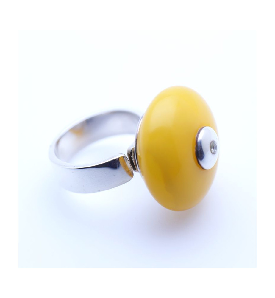 Bague En Argent Et Ambre Naturel - Couleur Cognac - Taille ? - Lituanie