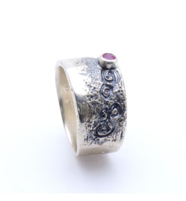 bague argent rubis