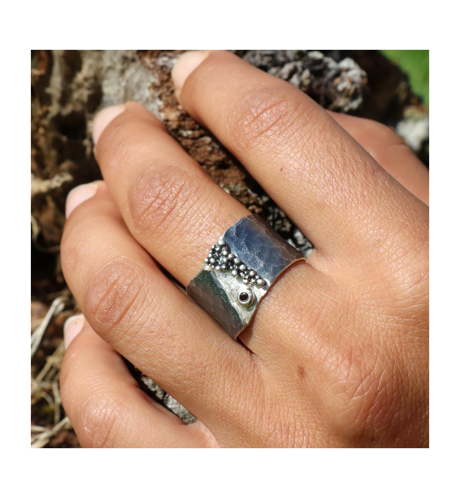 bague grenat argent