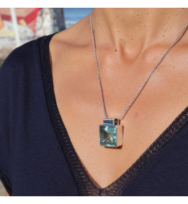 pendentif obsidienne argent