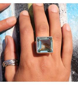 bague argent pierre bleu