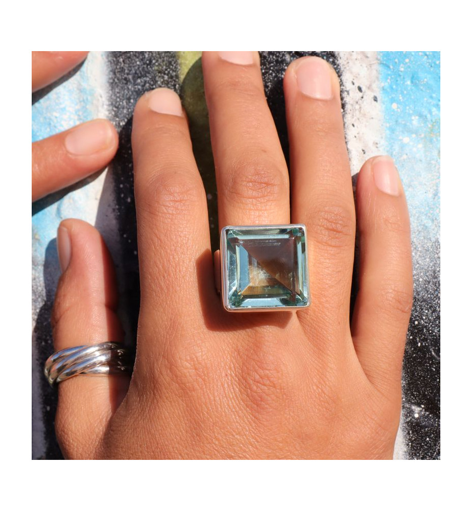 bague argent pierre bleu