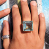 bague argent pierre bleu