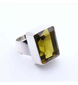 bague argent obsidienne jaune