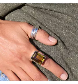 bague argent obsidienne jaune