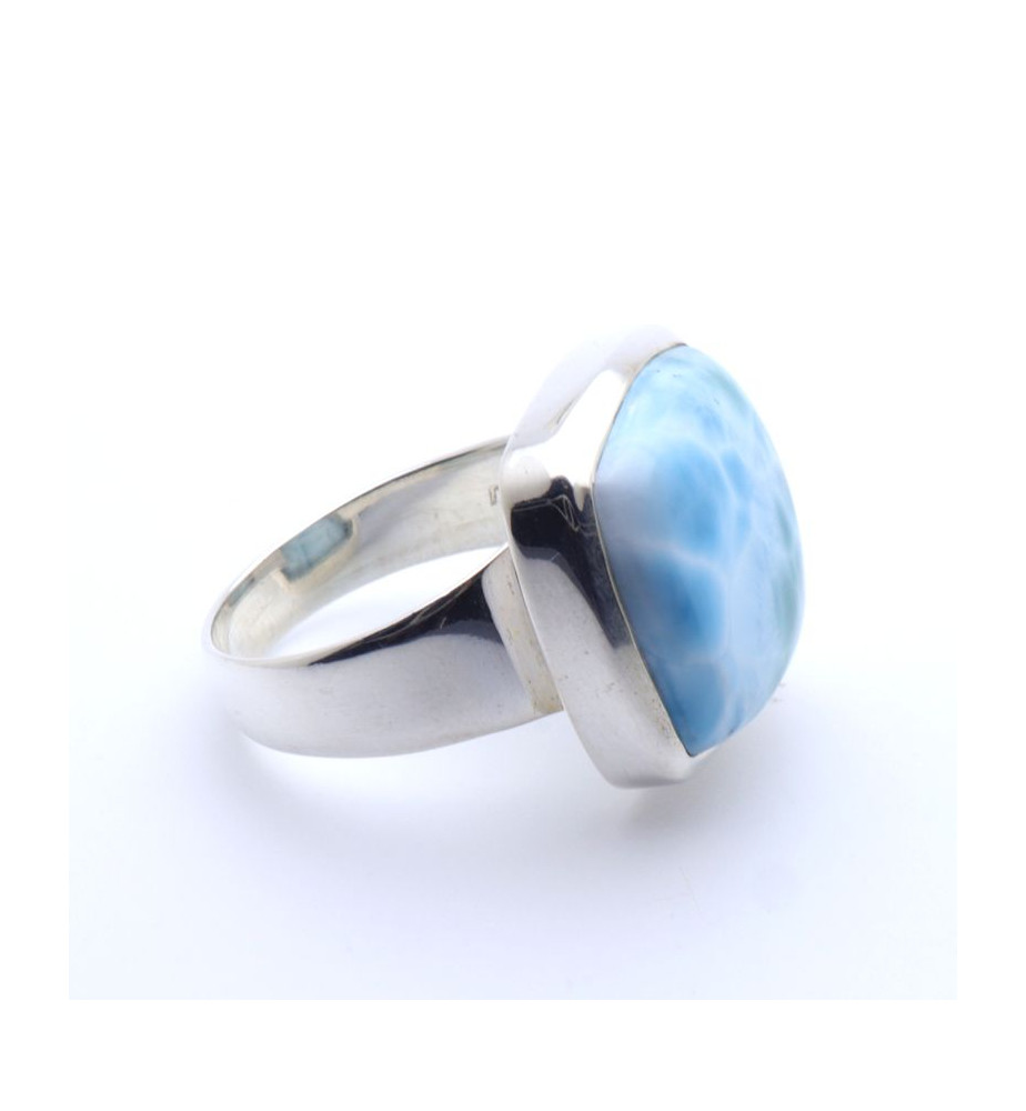 Bague carrée en argent 925 et larimar