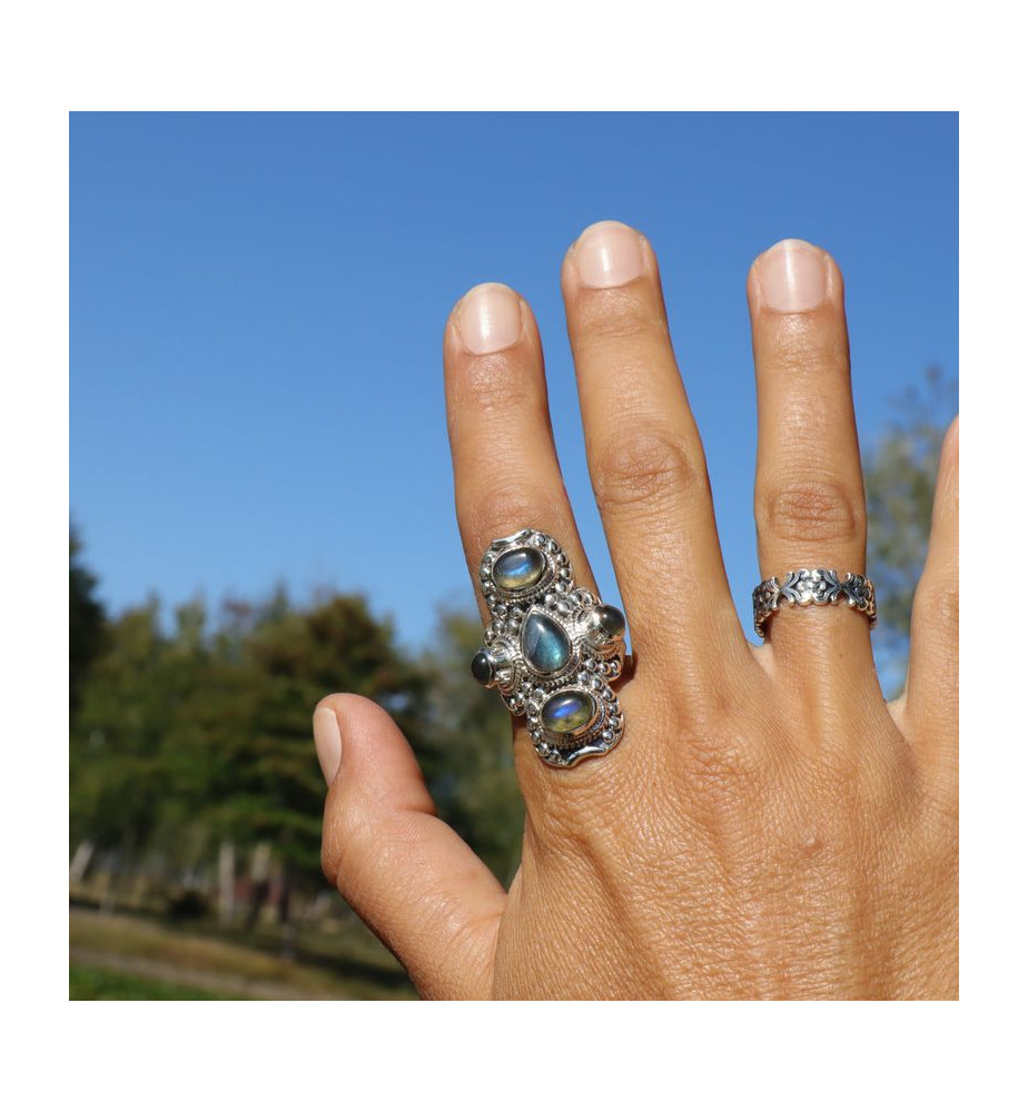 bague labradorite bleue