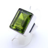 Bague en argent 925 et obsidienne verte rectangulaire et réglable