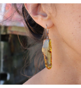 boucles d'oreilles ambre jaune