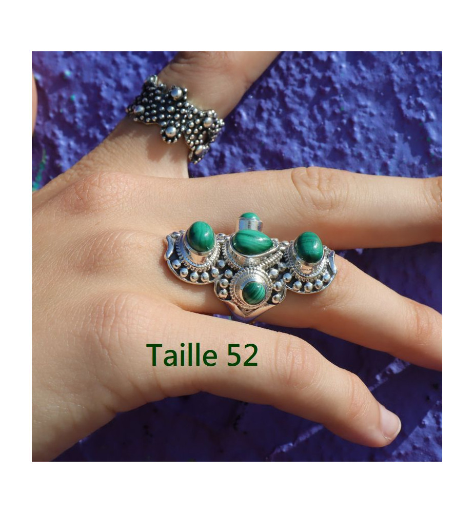 bague malachite argent