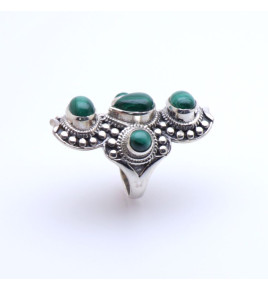 bague argent malachite