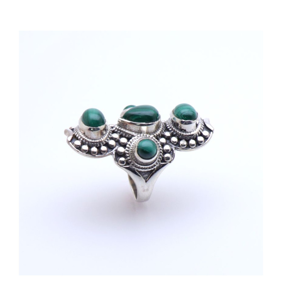 bague argent malachite