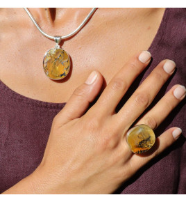 quartz dendritique brésilien bague