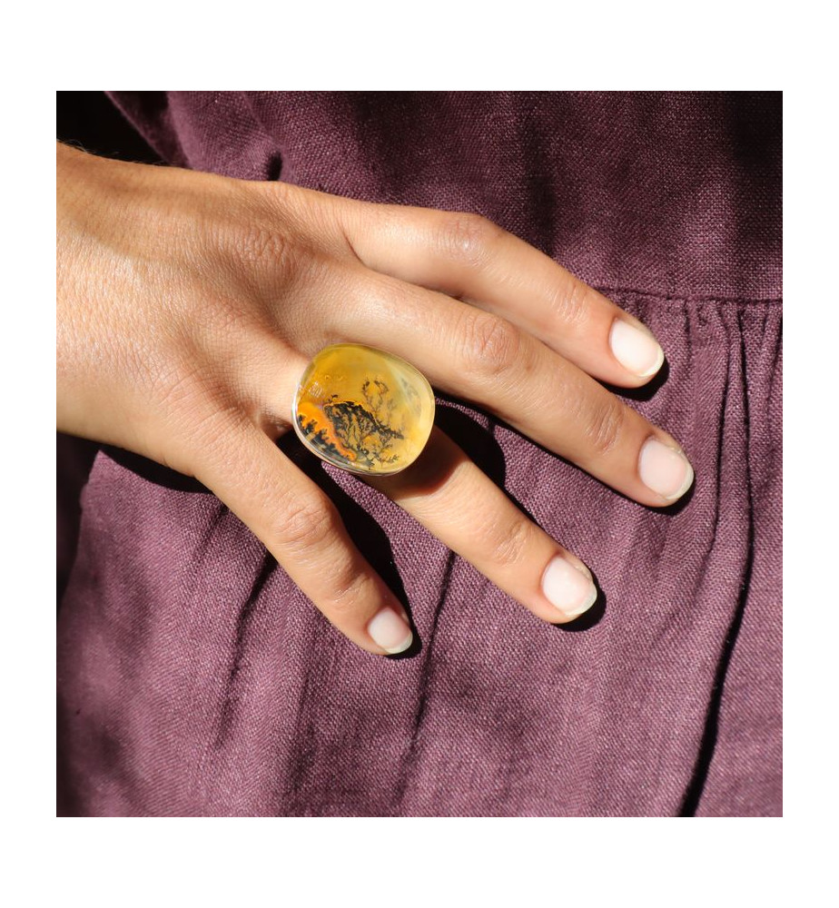 bague quartz dendritique brésilien