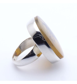 bague argent avec quartz de couleur