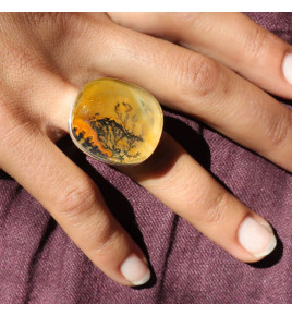 bague argent avec pierre naturelle