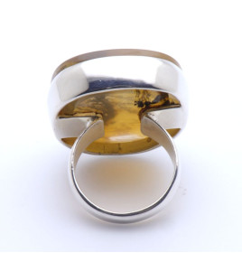 bague argent avec pierre jaune