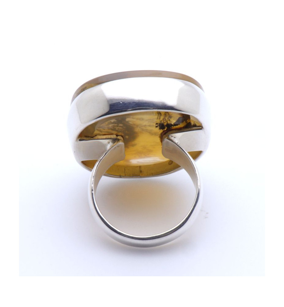 bague argent avec pierre jaune
