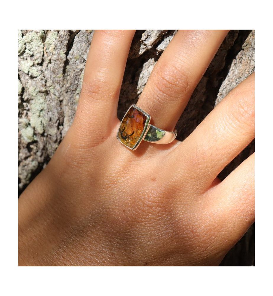 quartz dendritique brésilien bague