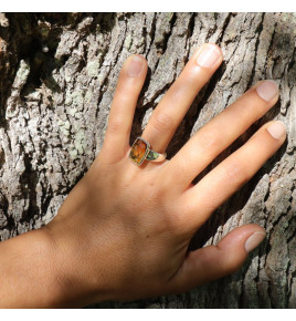 bague argent avec pierre naturelle