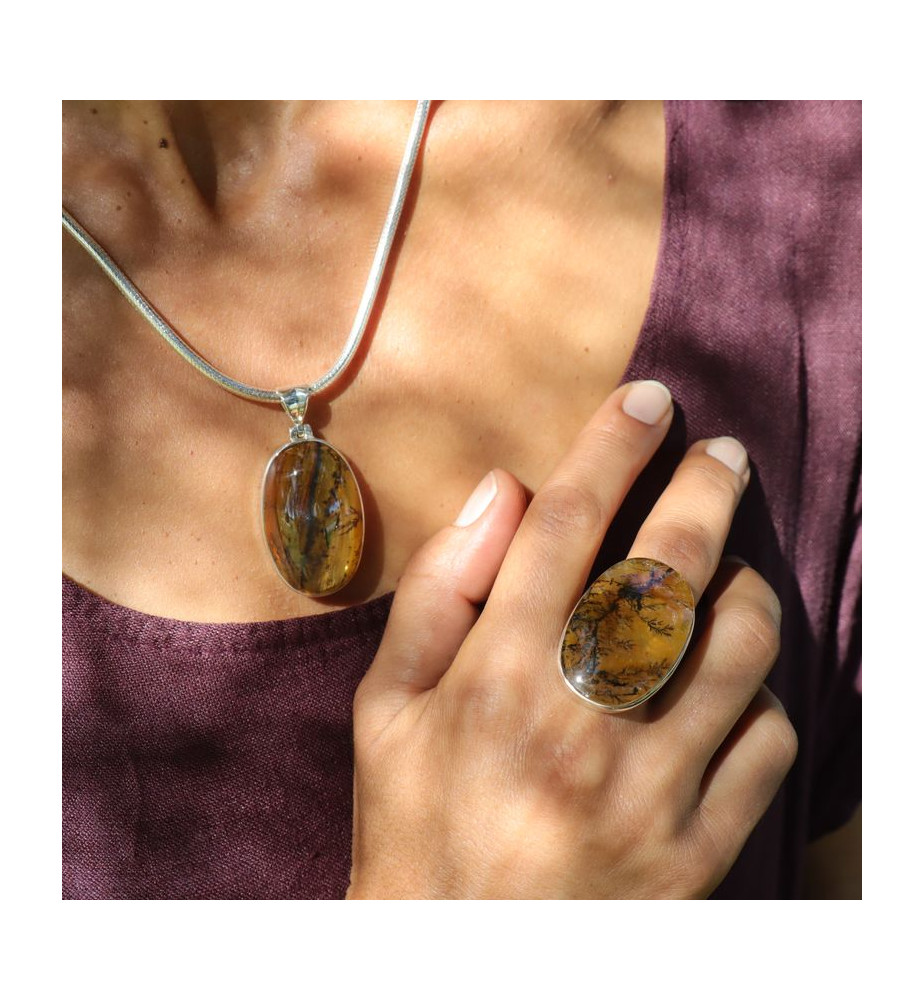 bague quartz dendritique brésilien