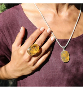 bague argent avec quartz dendritique