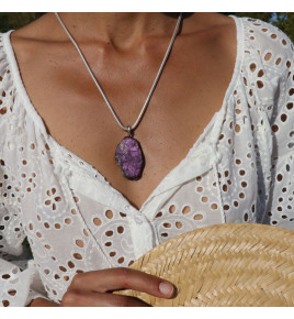 pendentif argent pierre violette