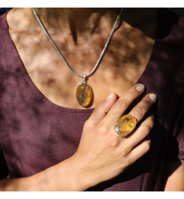 pendentif pierre jaune
