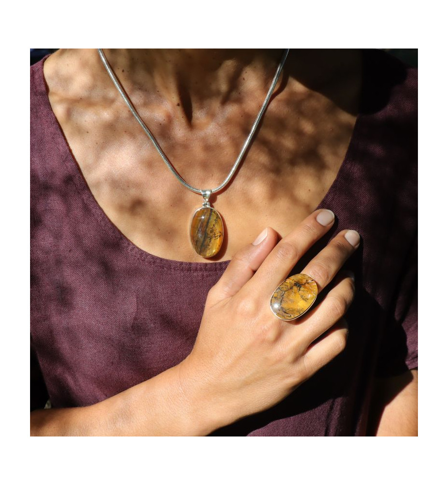 pendentif pierre jaune