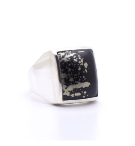 bague homme pyrite argent