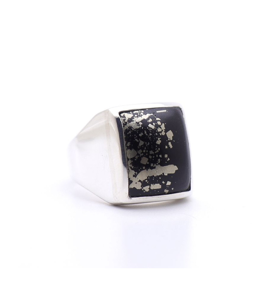 bague homme pyrite argent