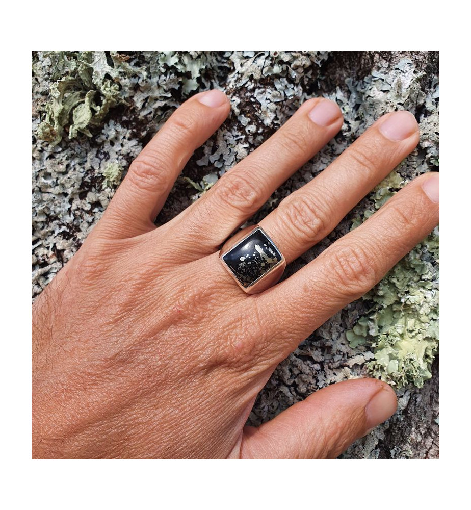bague homme pyrite