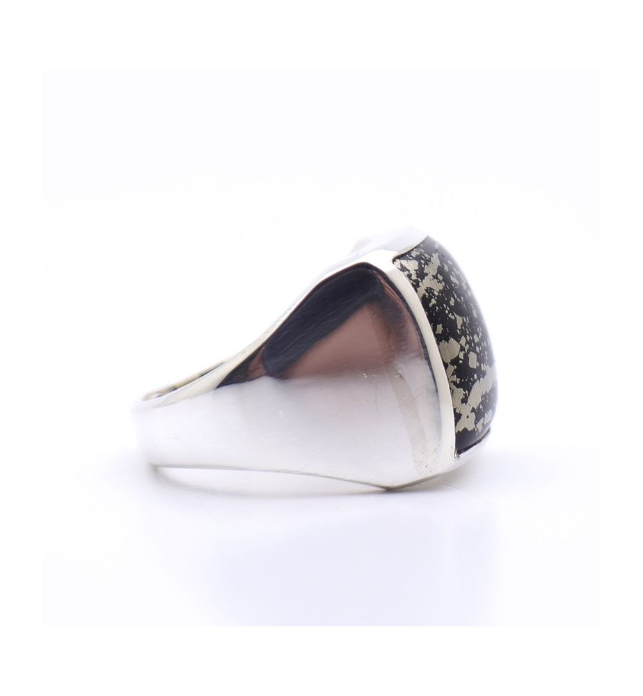 bague homme pyrite ardoise