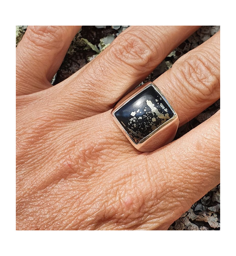 pyrite ardoise bague