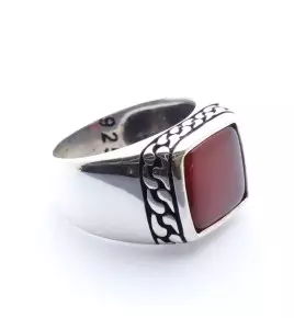 bague homme argent et pierre