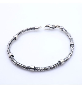 Bracelet homme en argent, maille ronde et creuse