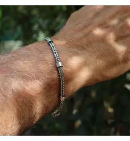 Bracelet homme en argent, maille ronde et creuse