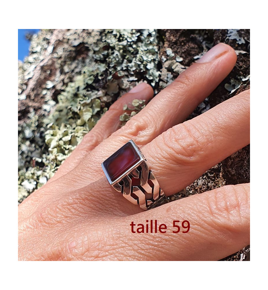 chevaliere homme cornaline