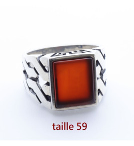 bague argent pierre orange
