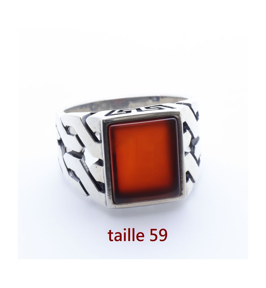 bague argent pierre orange