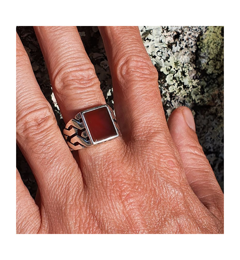 bague chevaliere homme cornaline