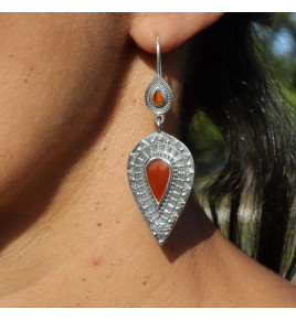 boucles d'oreilles argent cornaline