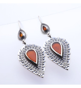 boucles d'oreilles pierre orange